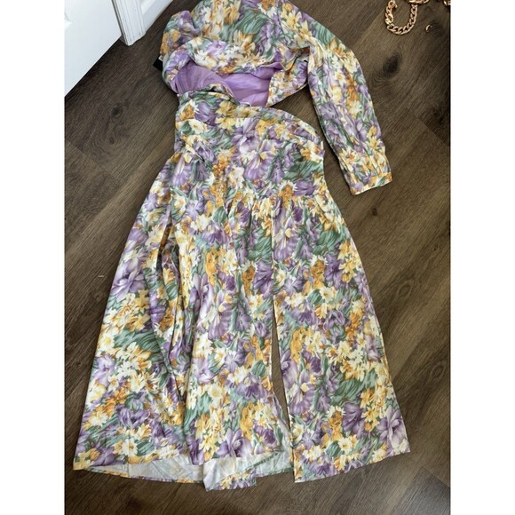 NET Fashion Nova Dress Maxi One Sleeve Cuts Floral Medium - Picture 6 of 6
